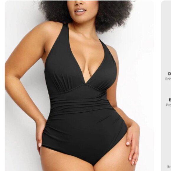 NWT SHAPELLX Smart Sculpt Plunge Cutout Swimsuit - Picture 1 of 7